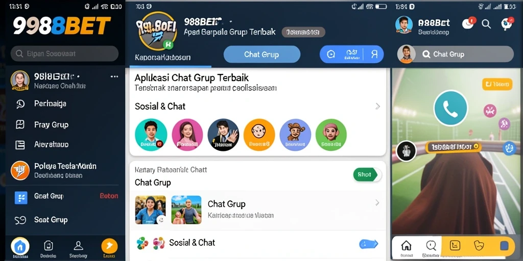 Antarmuka menarik dari aplikasi Chat Grup 988BET