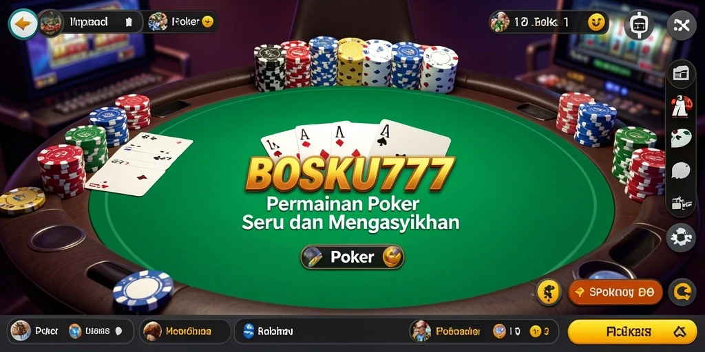 Tampilan antarmuka menarik dari game Poker BOSKU777.