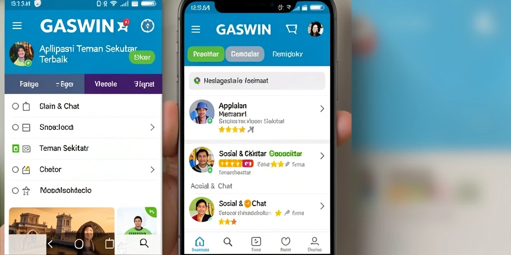 Tampilan antarmuka GASWIN yang menarik untuk mencari teman baru.