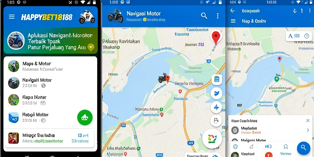 Tampilan antarmuka aplikasi navigasi motor HAPPYBET188 yang intuitif.