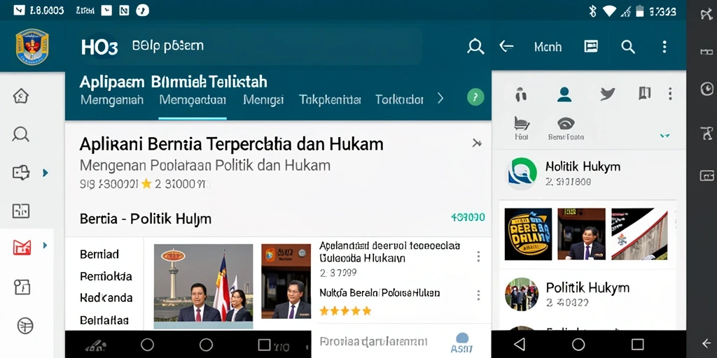 Tampilan antarmuka pengguna aplikasi HO3 untuk berita politik dan hukum.
