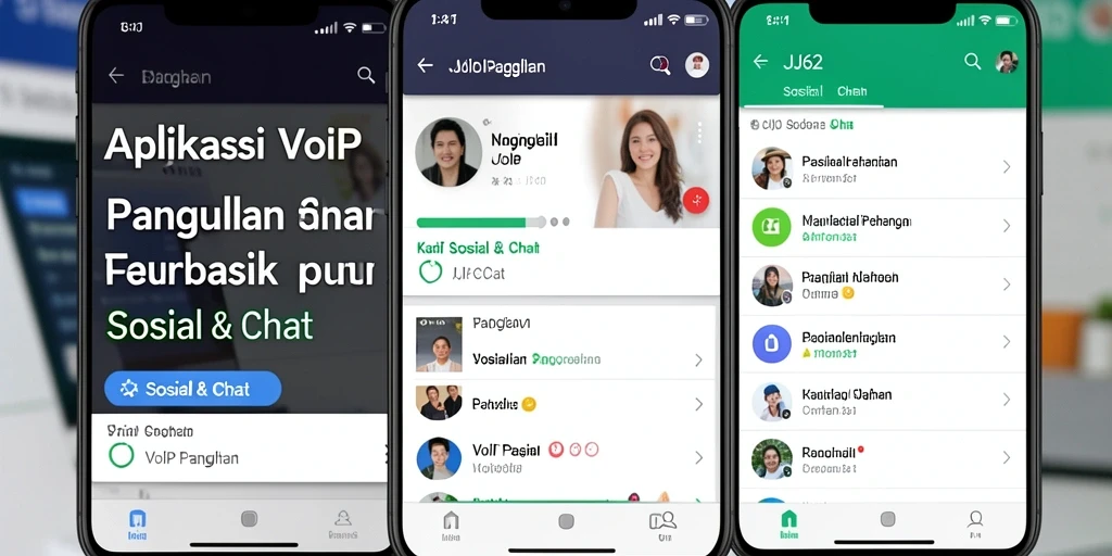 Antarmuka pengguna aplikasi JJ62 untuk VoIP Panggilan yang intuitif.