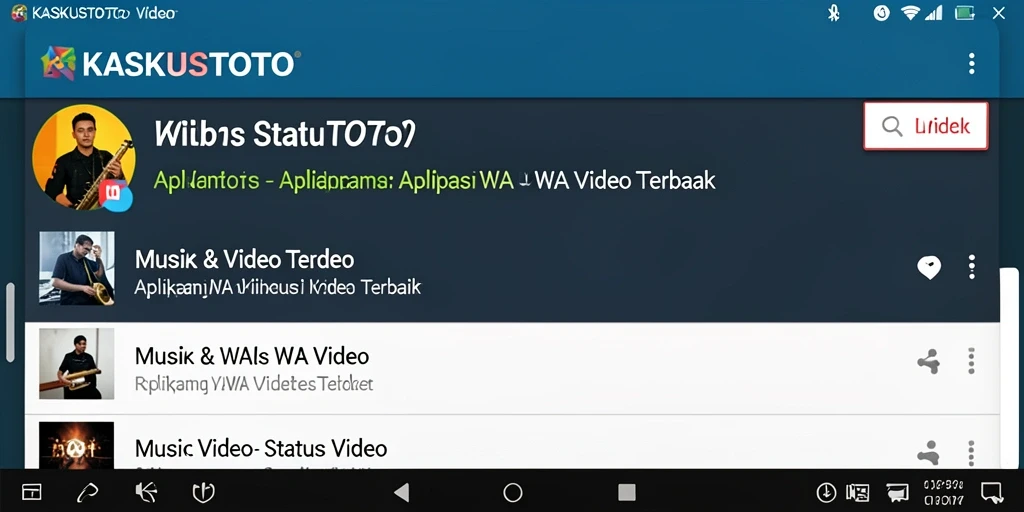 Antarmuka KASKUSTOTO menampilkan berbagai pilihan video untuk status WA.