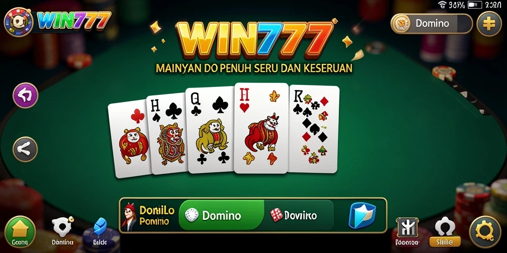 Antarmuka menarik WIN777 saat bermain Domino dengan teman.